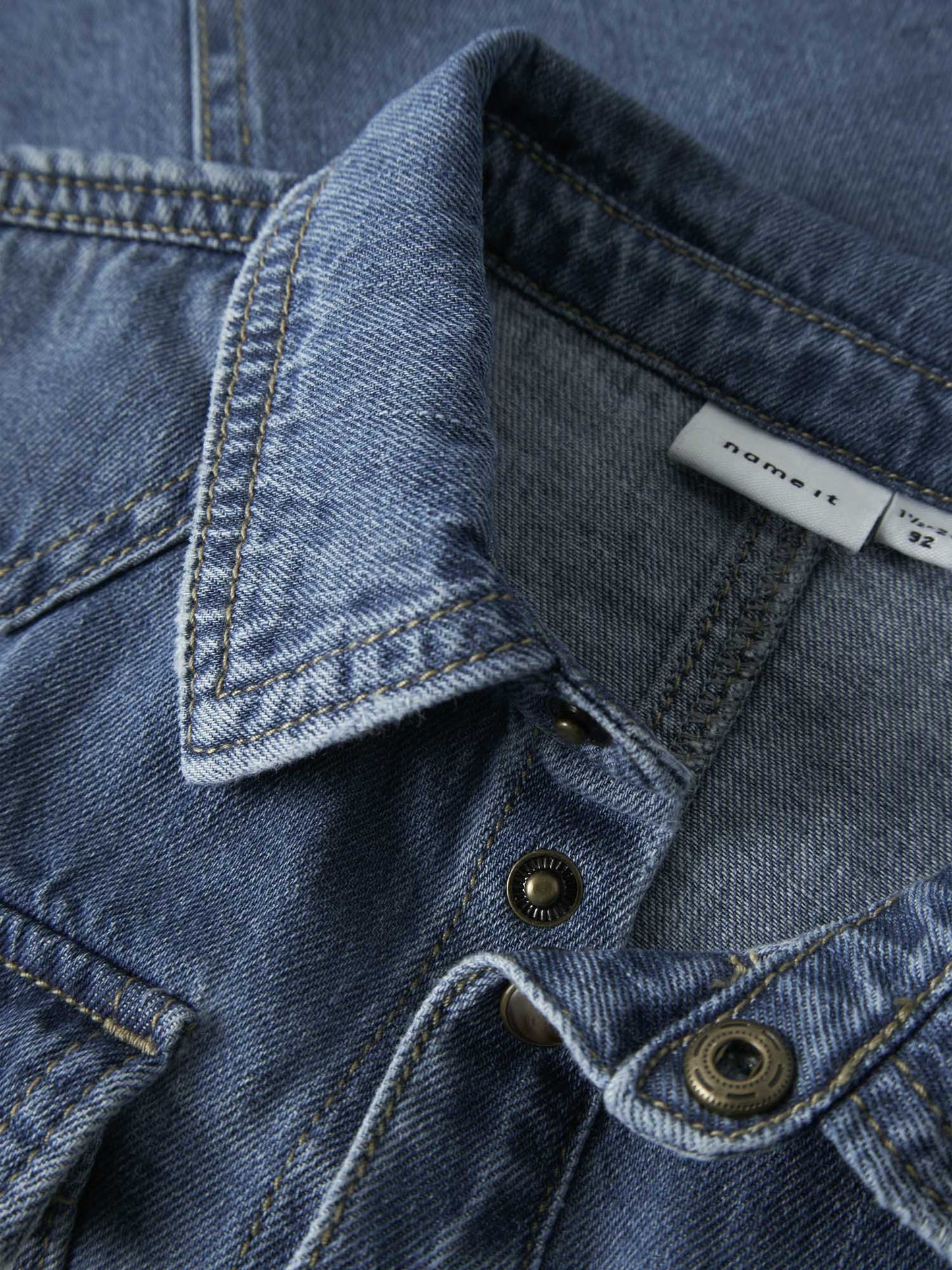Camicia in denim medium blue per bambino unisex in cotone biologico