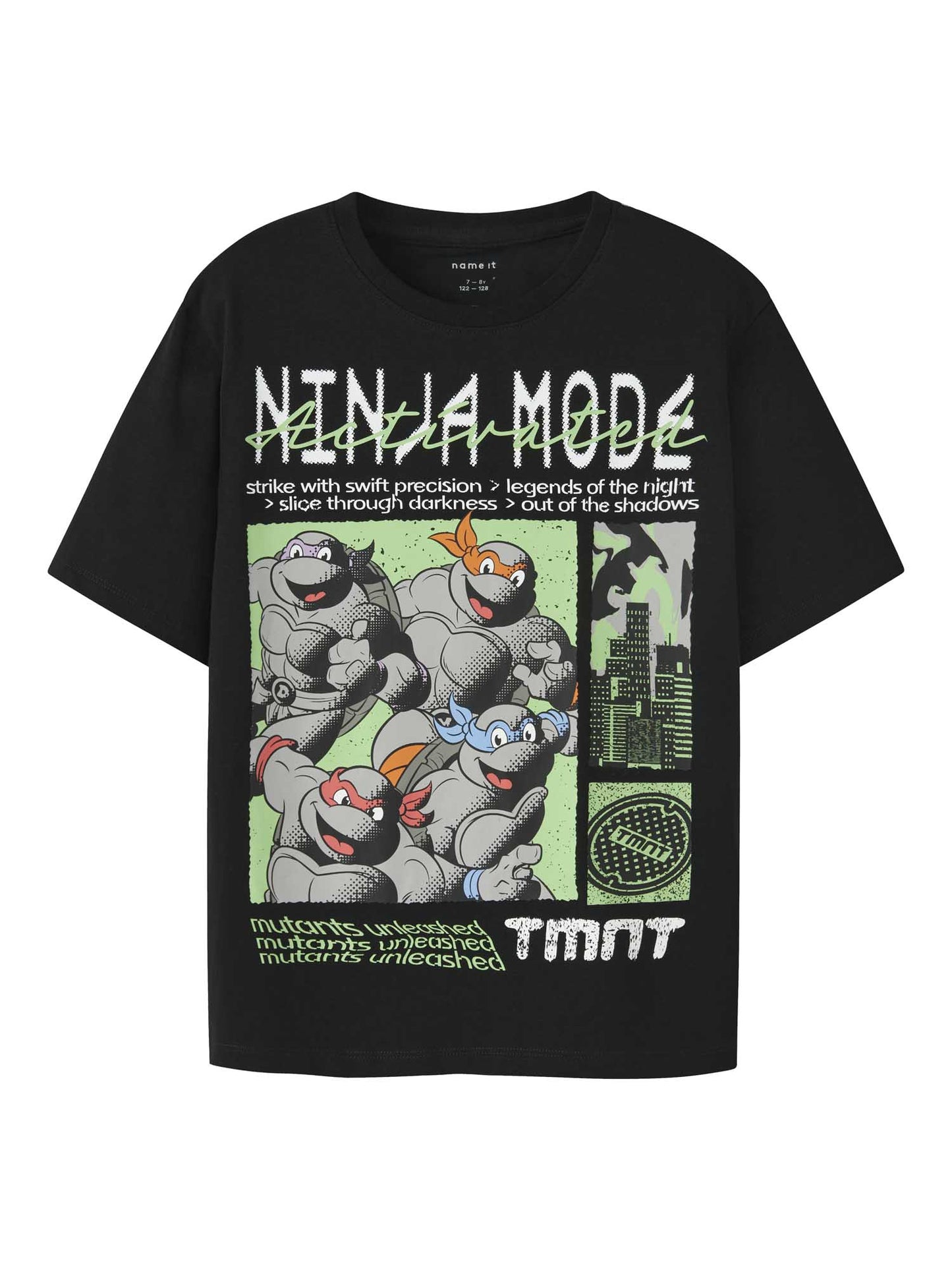T-shirt nera Name It con stampa Teenage Mutant Ninja Turtles unisex bambino