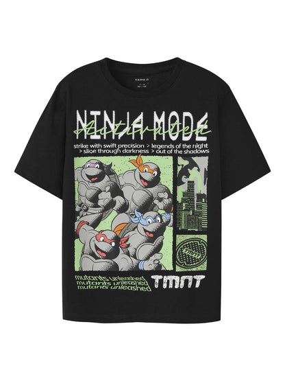 T-shirt nera Name It con stampa Teenage Mutant Ninja Turtles unisex bambino
