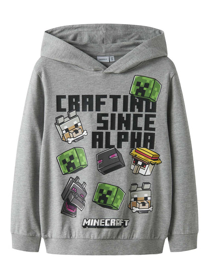 Felpa unisex da bambino Name It con stampa Minecraft grigia