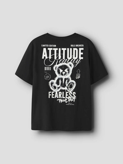 T-shirt nera Name It con stampa Fearless True Self unisex bambino