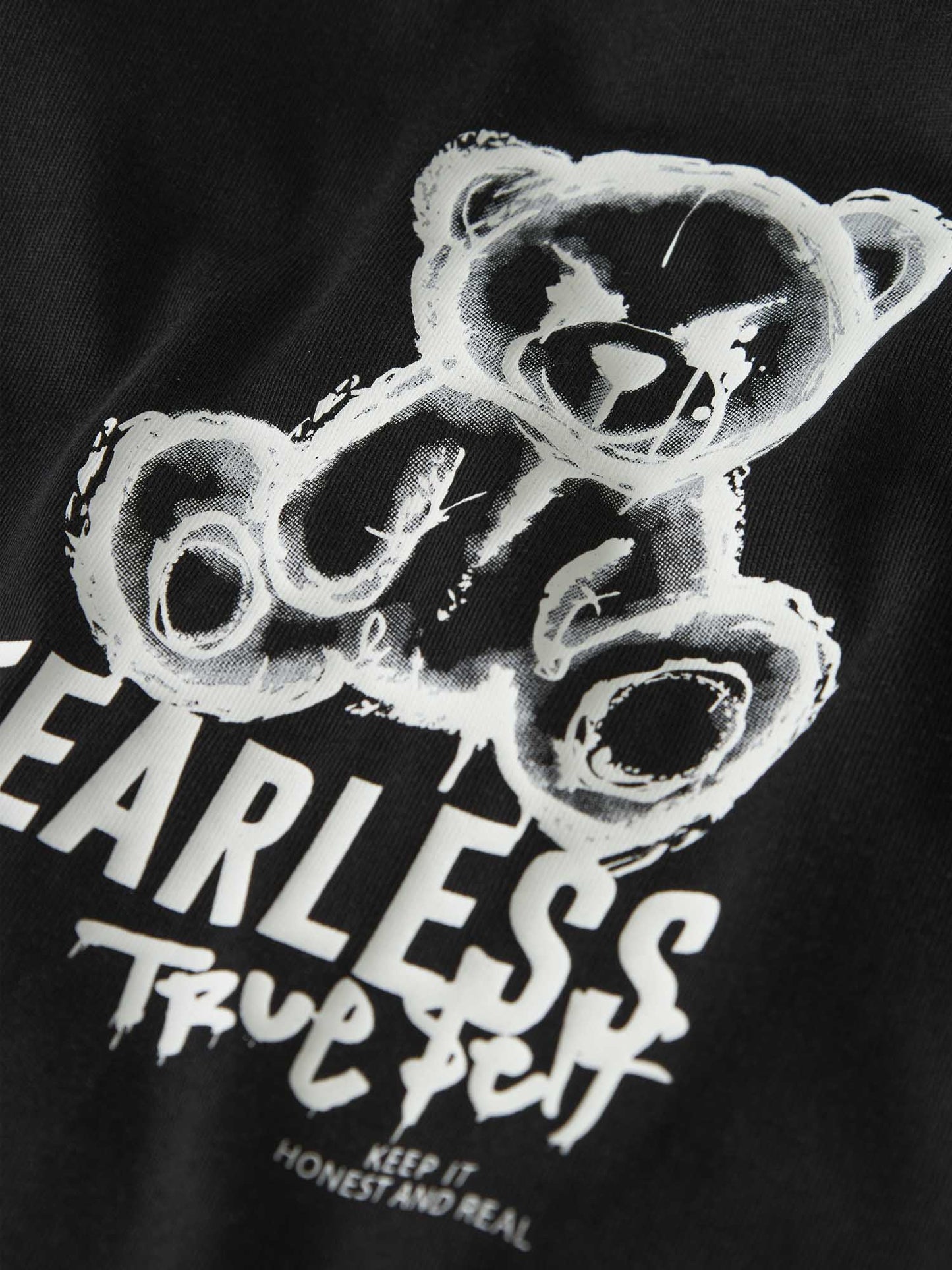T-shirt nera Name It con stampa Fearless True Self unisex bambino