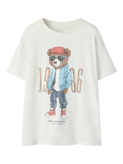 T-shirt Name It Cloud in cotone panna per bambino e bambina