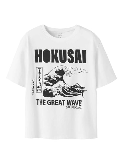 Name it mesh hokusai t-shirt da bambino/a bianco