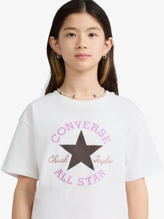 Converse 4CG896 W70, t-shirt a maniche lunghe Unisex bambino bianca