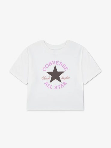 Converse 4CG896 W70, t-shirt a maniche lunghe Unisex bambino bianca