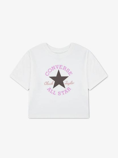 Converse 4CG896 W70, t-shirt a maniche lunghe Unisex bambino bianca