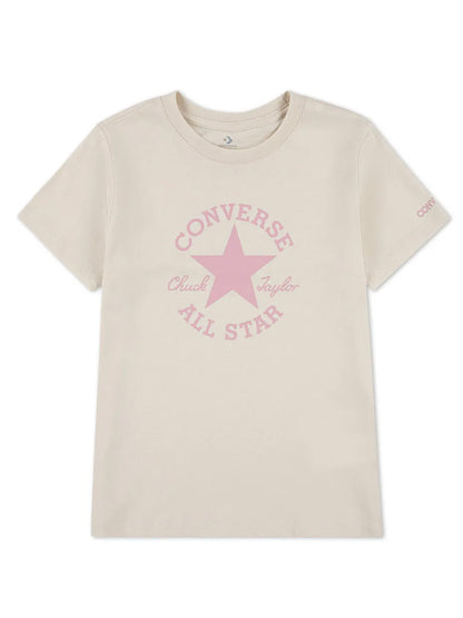 T-SHIRT CONVERSE ALL STAR DA BAMBINA BEIGE ROSA