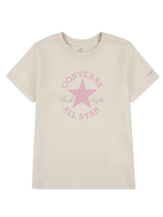 T-SHIRT CONVERSE ALL STAR DA BAMBINA BEIGE ROSA