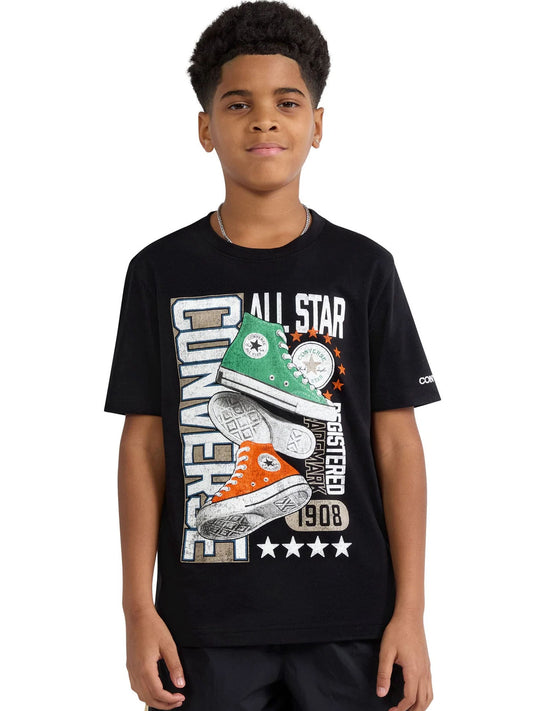 Converse T-shirt mm, t-shirt a maniche lunghe Unisex bambino nero