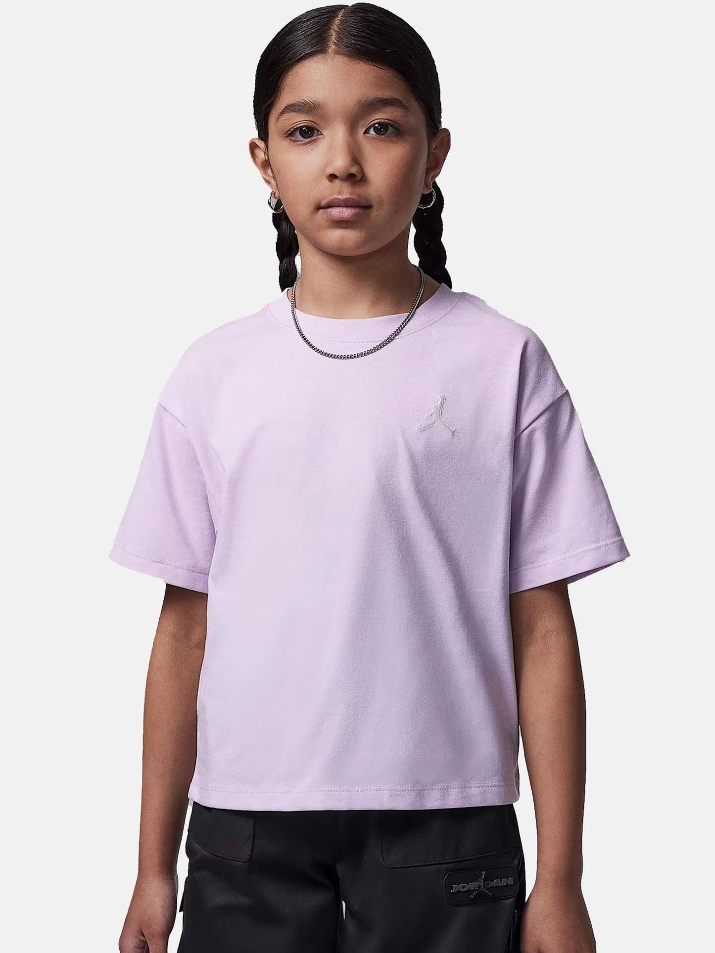 Jordan Brooklyn Essentials, t-shirt unisex bambino lilla in cotone