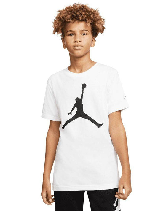 Jordan T-shirt sportiva unisex bambino bianca con logo Jumpman