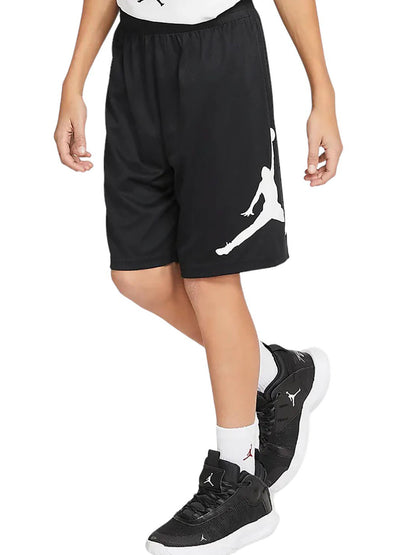 Short Jordan Jr da bambino nero in tessuto tecnico sportivo