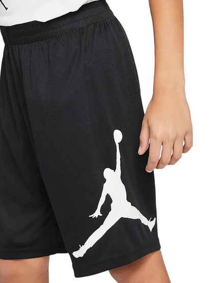 Short Jordan Jr da bambino nero in tessuto tecnico sportivo