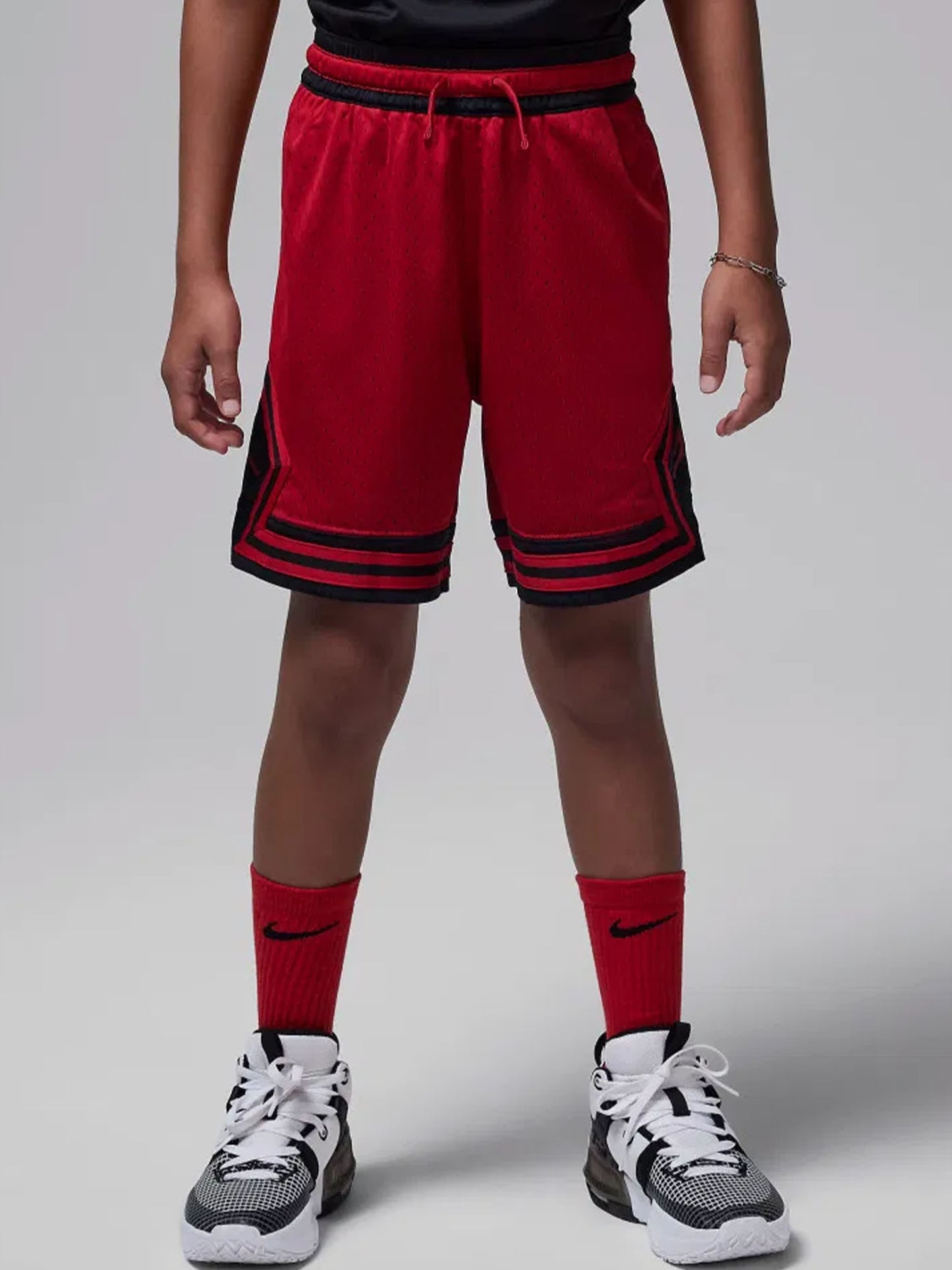 Jordan Dri-FIT Diamond, shorts unisex bambino rossi in mesh traspirante