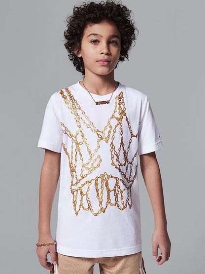 T-SHIRT GIROCOLLO JORDAN DA BAMBINO BIANCO