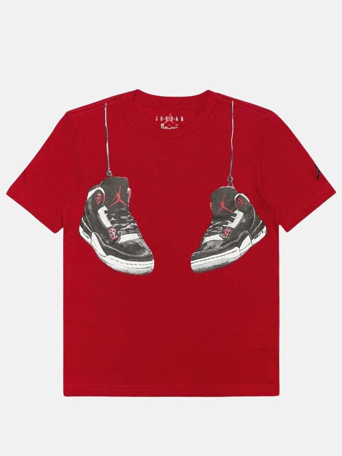 Nike Jordan AJ3 T-shirt unisex bambino con grafica lacci rossa