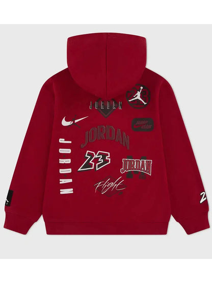 Jordan B., felpa con cappuccio unisex bambino rossa