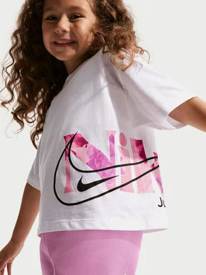 Nike t-shirt maniche corte unisex bambino bianca, essenziale e versatile