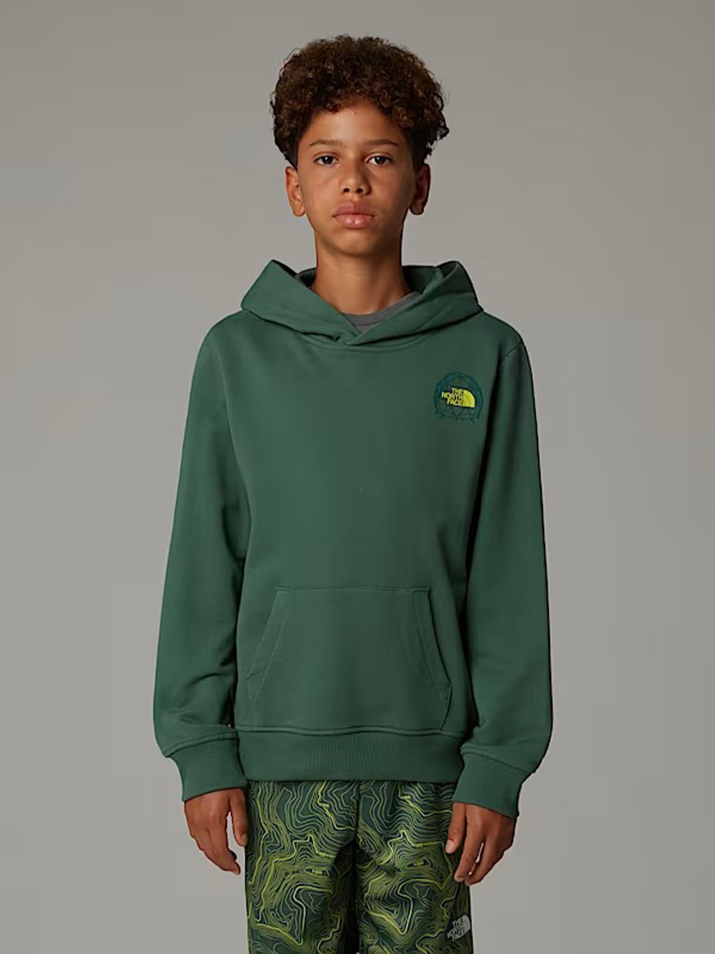 FELPA CON CAPPUCCIO GRAPHIC RELAX THE NORTH FACE BAMBINO VERDE
