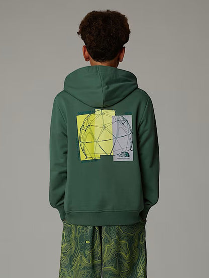 FELPA CON CAPPUCCIO GRAPHIC RELAX THE NORTH FACE BAMBINO VERDE