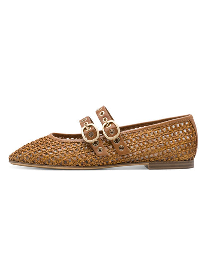 Ballerine da donna Tamaris in tessuto marrone con fibbia regolabile