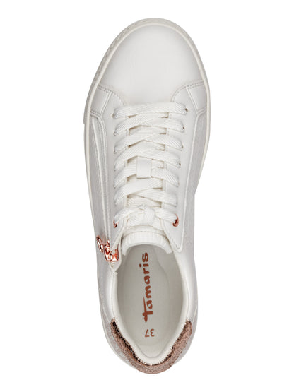 Sneakers platform Tamaris da donna bianche con zip e dettagli rosa
