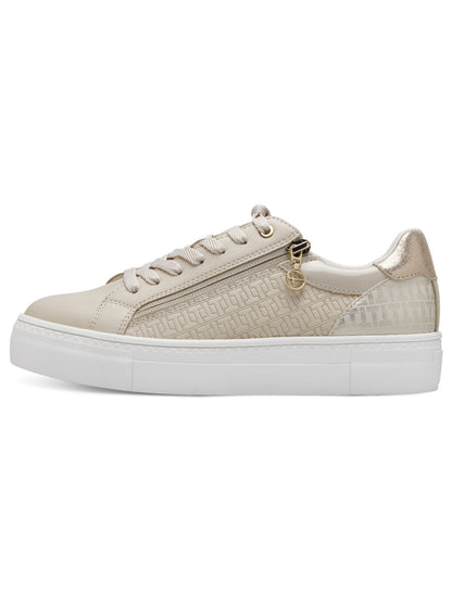 Sneakers platform Tamaris da donna in tessuto beige con zip