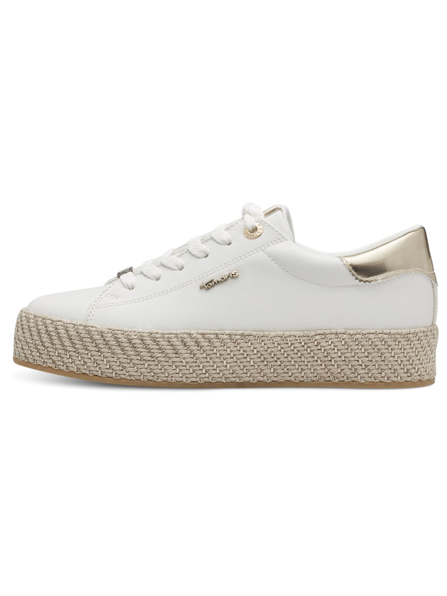 Sneakers Tamaris con plateau e dettagli oro da donna bianche