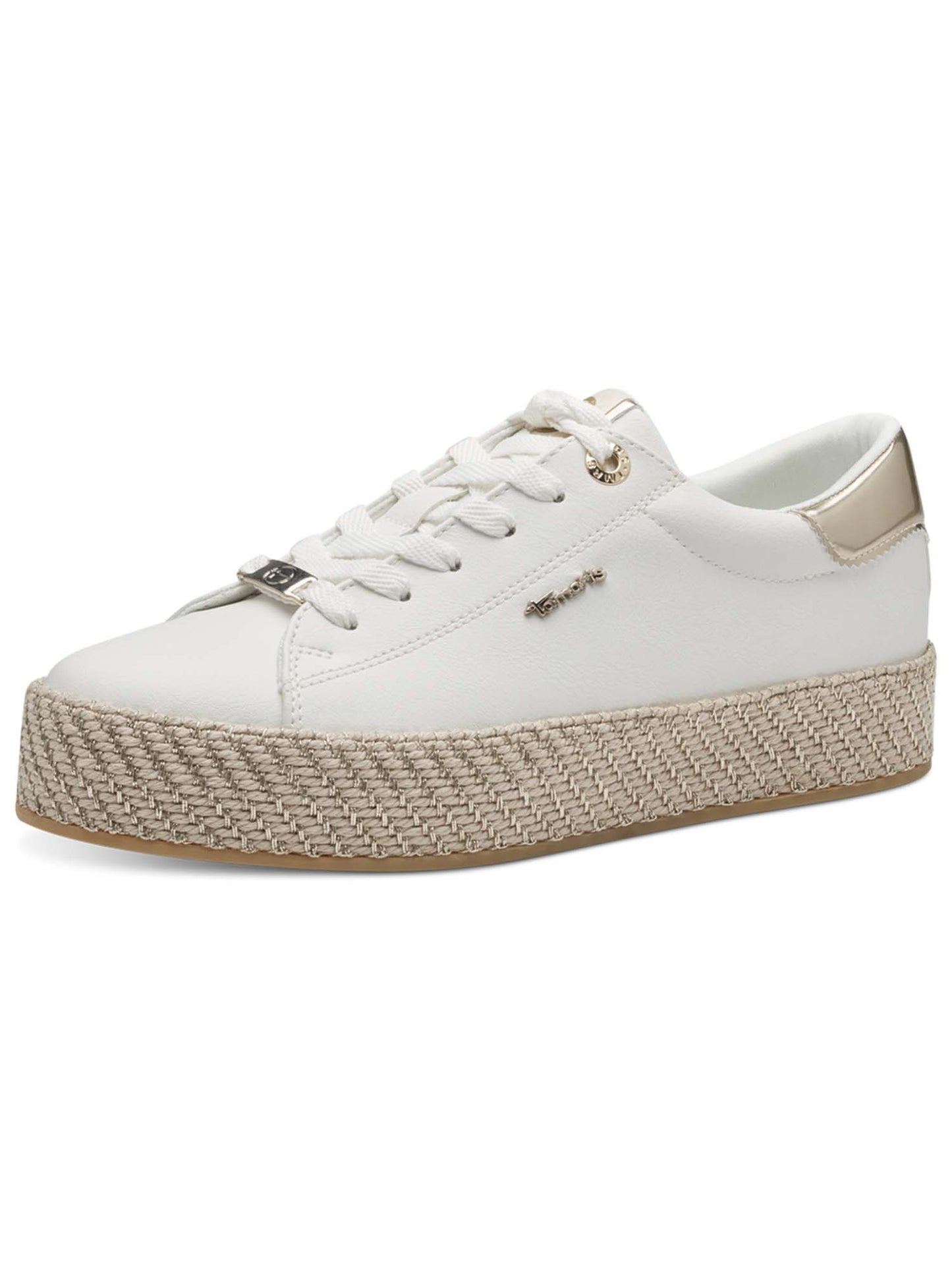 Sneakers Tamaris con plateau e dettagli oro da donna bianche