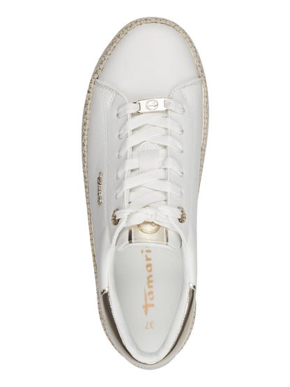 Sneakers Tamaris con plateau e dettagli oro da donna bianche