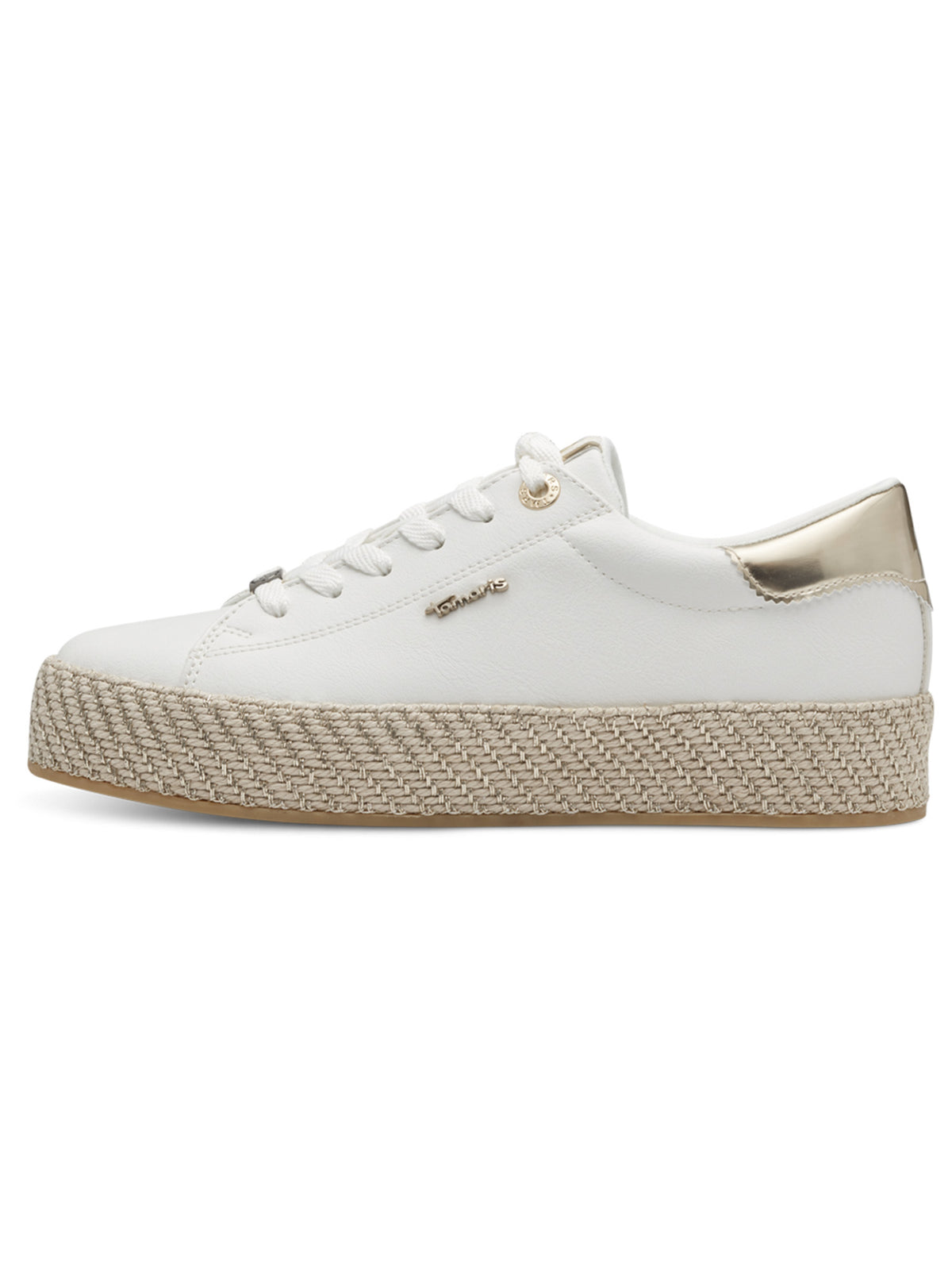 Tamaris stringata sneakers da donna bianco oro