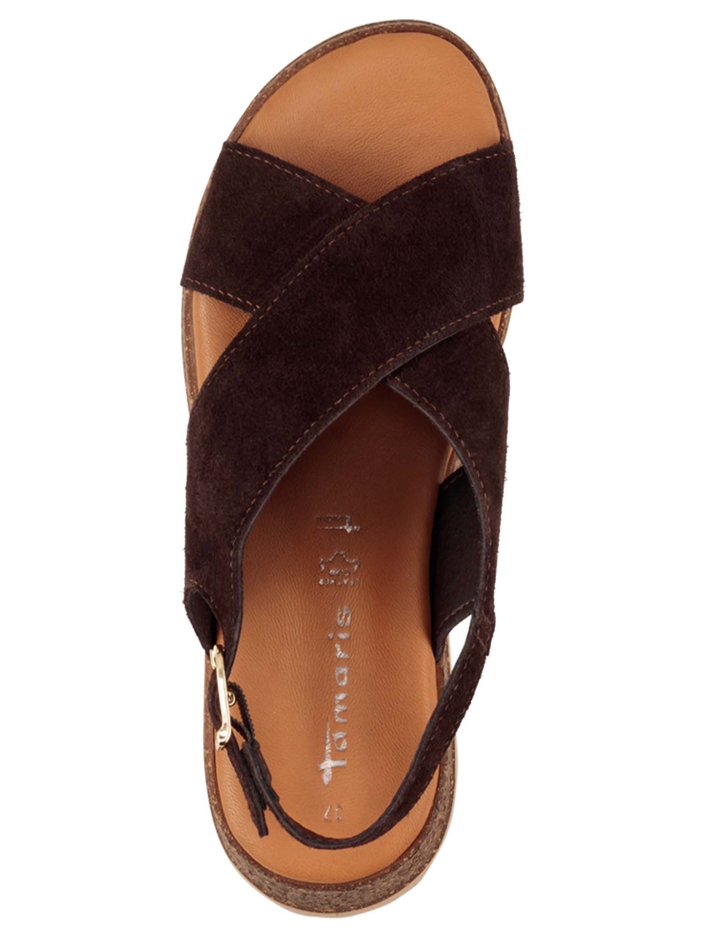 Sandali Tamaris da donna in cuoio color cognac, casual ed eleganti