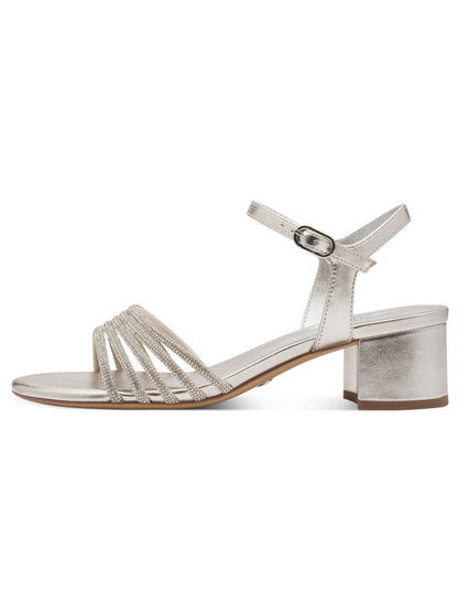 Sandali eleganti da donna Tamaris in tono platino con tacco a blocco
