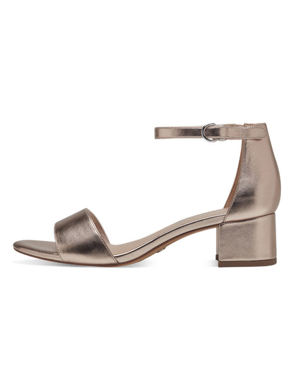 Tamaris sandalo con tacco basso in pelle tessile color oro donna