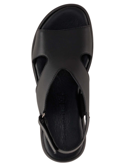 Sandali wedge con tacco in cuoio neri da donna Tamaris