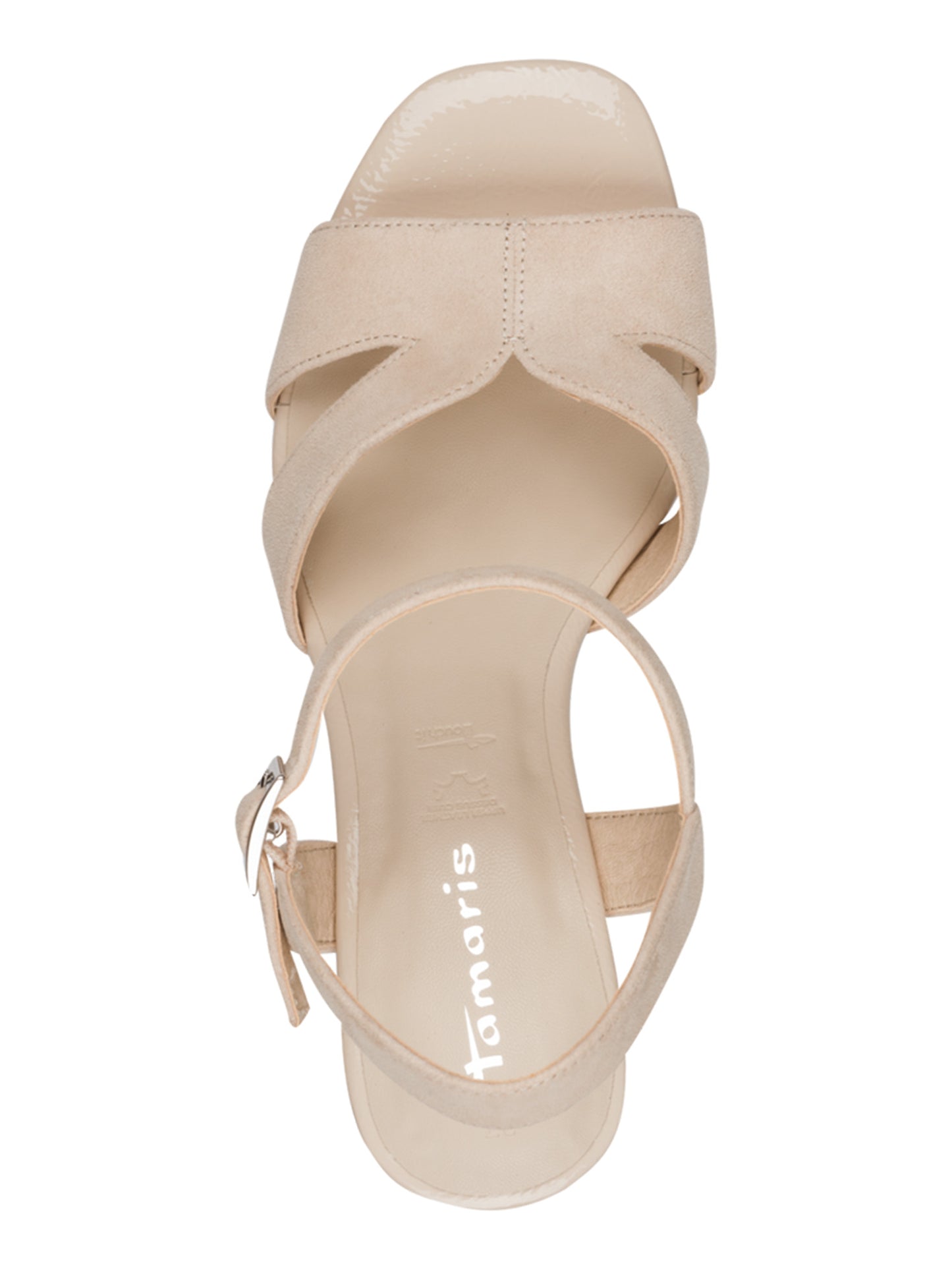 Tamaris sandalo elegante da donna color nudo con tacco largo e comodo