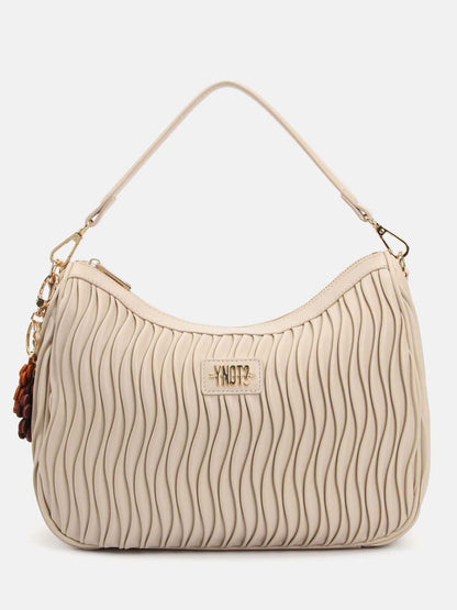 Borsa hobo Y Not? da donna in crema con texture plissettata elegante