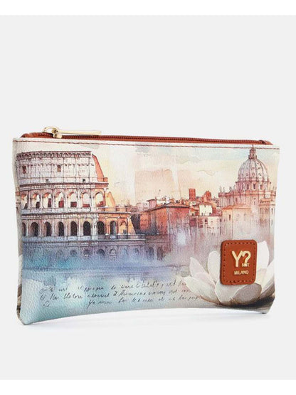 Y Not? Pocket Medium, pochette donna marrone con stampa città di Roma