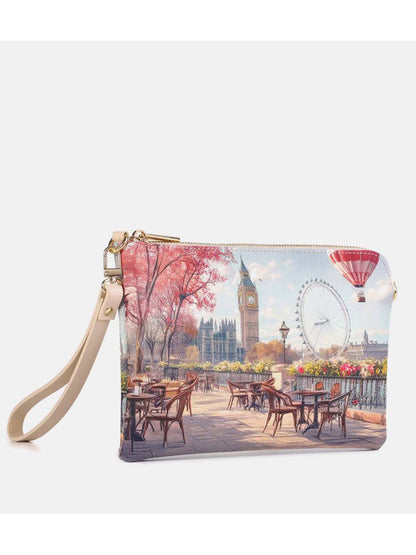 Y Not? Clutch doppia portabilità in ecopelle crema per donna