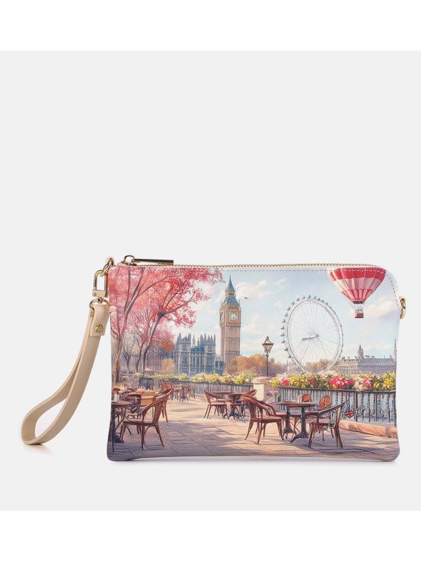 Y Not? Clutch doppia portabilità in ecopelle crema per donna