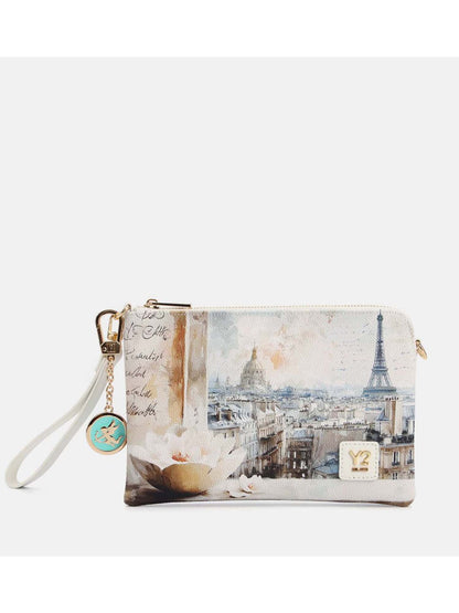 Clutch compatta Y Not? Paris bianca da donna