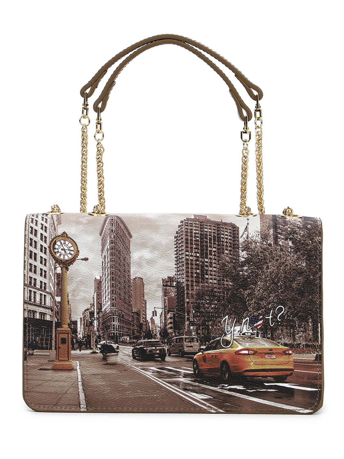 Y-not flap bag borsa da unisex marrone