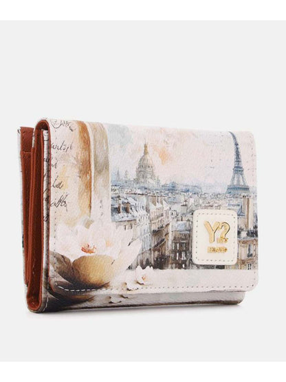 Y Not? Portafoglio Paris bianco da donna con stampa iconica