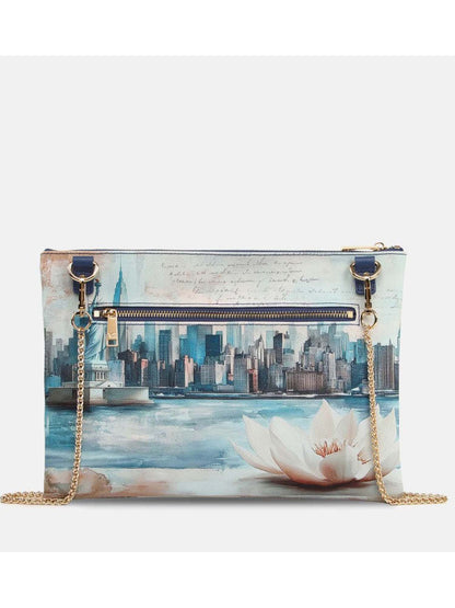 Y Not? Clutch Big donna blu con tracolla a catena elegante