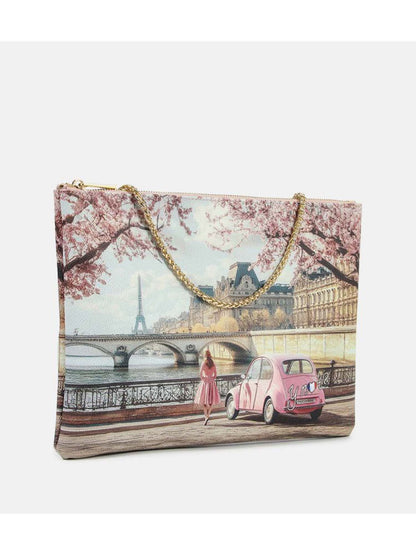 Y Not? Clutch grande con stampa città rosa da donna
