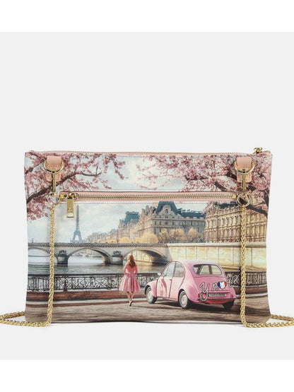 Y Not? Clutch grande con stampa città rosa da donna