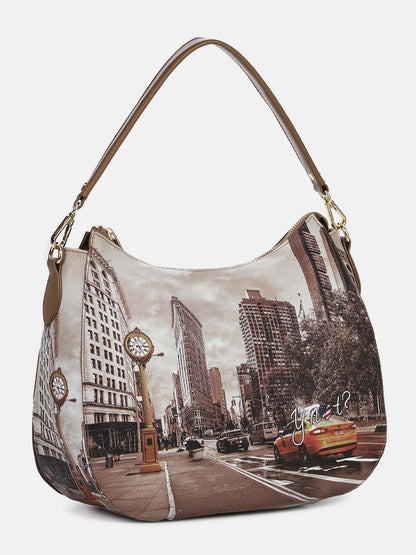 Borsa hobo bag donna YNot? dorata elegante e capiente