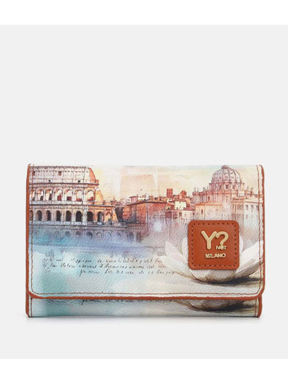 Portafoglio donna Y Not? Yes Bag stampa Roma marrone