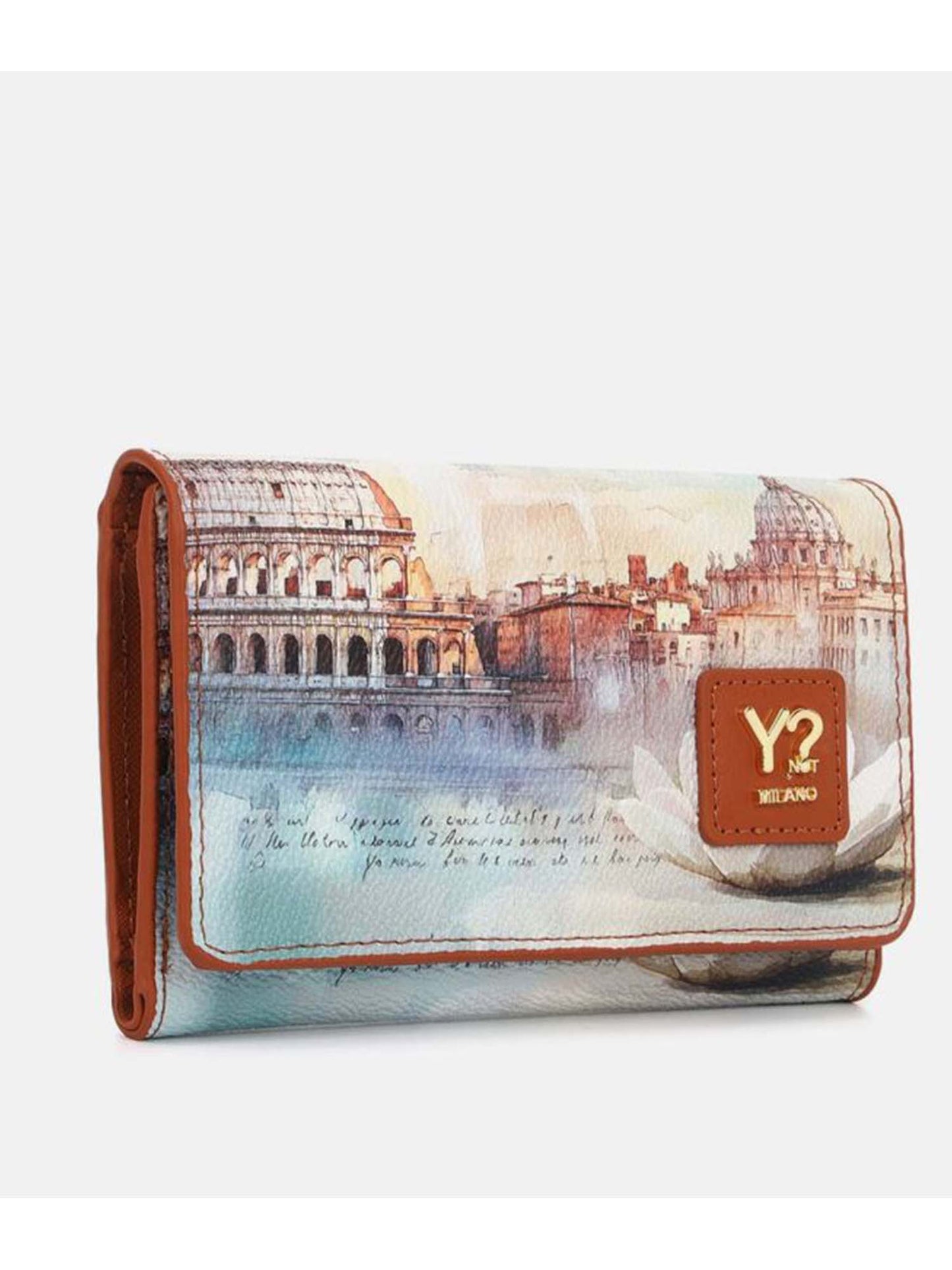 Portafoglio donna Y Not? Yes Bag stampa Roma marrone